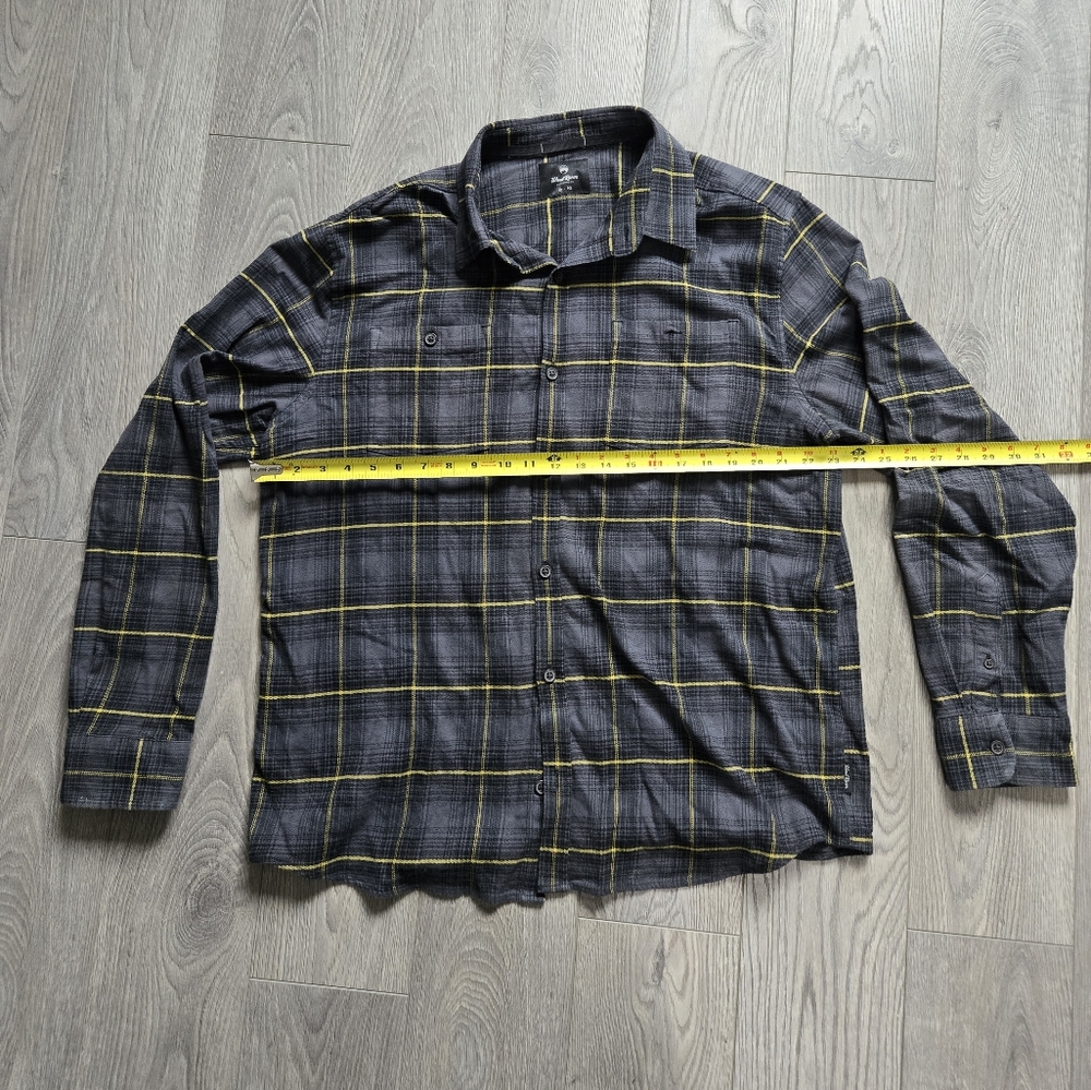 Men's Black and Yellow Plaid Casual Button Down Shirt